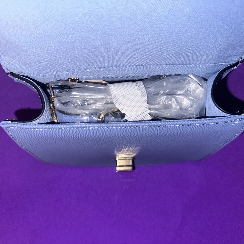 Brand New Baby Blue ALDO crochet design satchel. - Picture 4 of 5